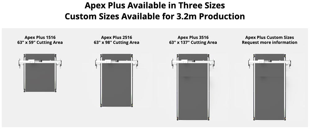 apex plus cutter router size options 1 apex plus cutter router bed size options including 59 inch x 63 inch 63