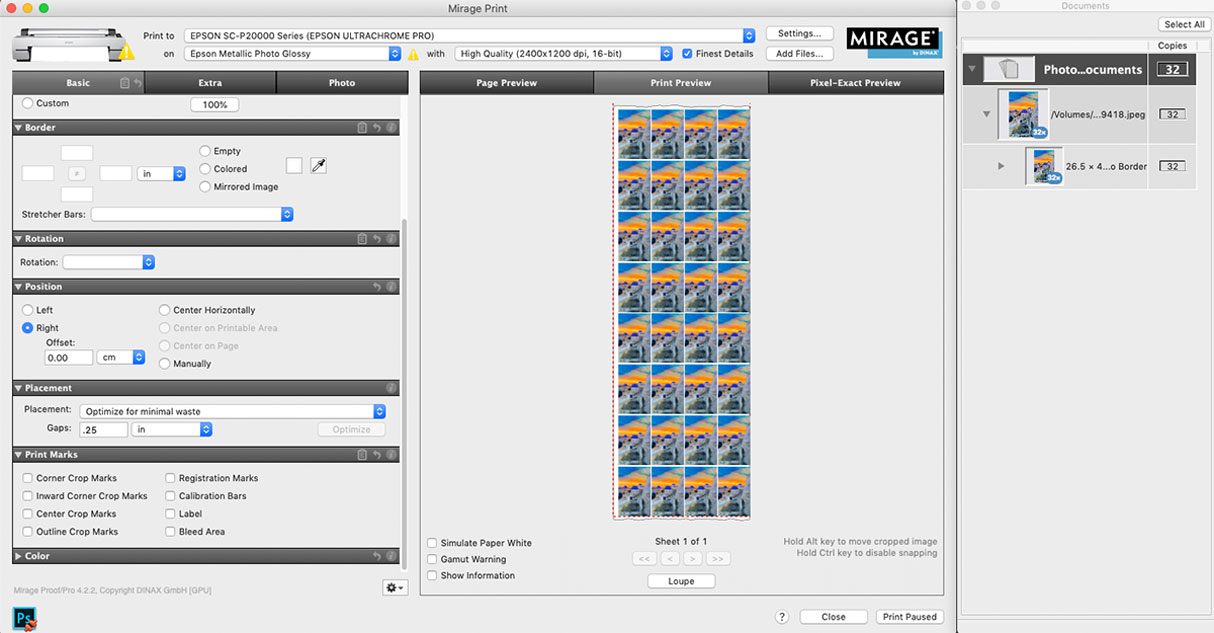 3003600 dinax mirage production edition layout 3 mirage production edition layout showing auto multiple copies layout with margin control