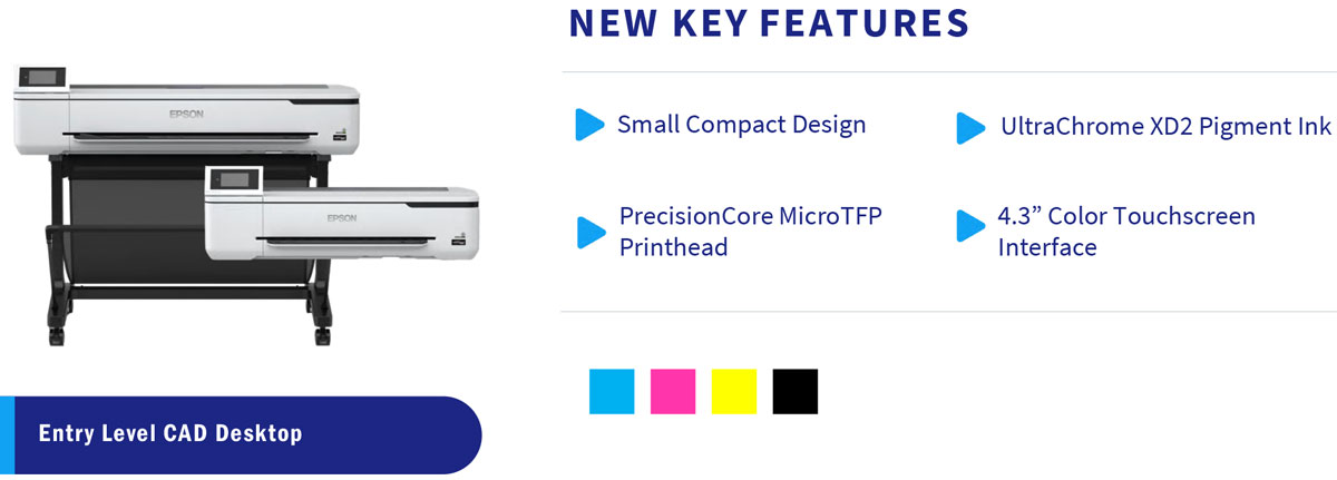 epson surecolor t3170 printer features small compact design precisioncore tfp printhead ultrachrome xd2 pigment ink and 4.3 inch color touchscreen menu interface