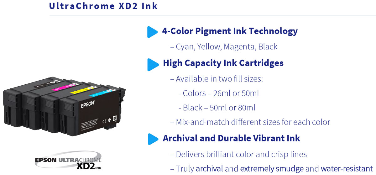 epson surecolor t3170 printer ink features from ultrachrome xd2 4 color high capacity 50ml and 80ml cartridge sizes delivers brilliant color and very durable